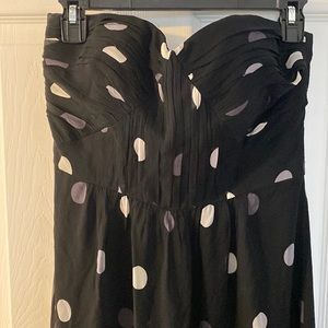 Banana Republic size 4 strapless, long dress black with total polkadots